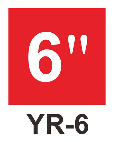 管徑尺寸自粘標籤 - YR-6 紅底白字6＂