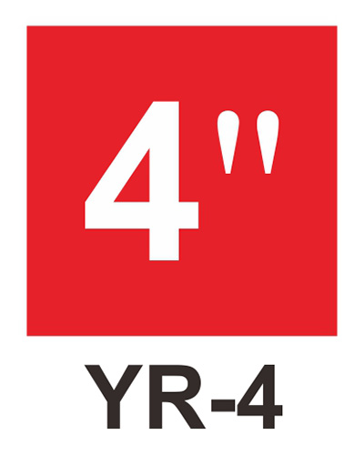 管徑尺寸自粘標籤 - YR-4 紅底白字4＂