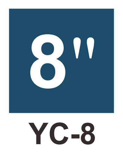 管徑尺寸自粘標籤 - YC-8 藍底白字8＂