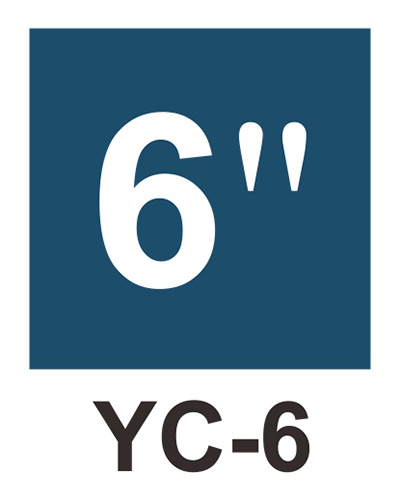 管徑尺寸自粘標籤 - YC-6 藍底白字6＂