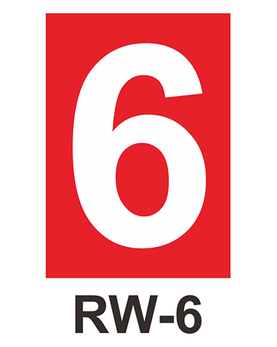 數字自粘標籤 RW-6 紅底白字