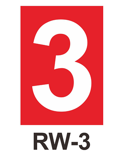 數字自粘標籤 RW-3 紅底白字